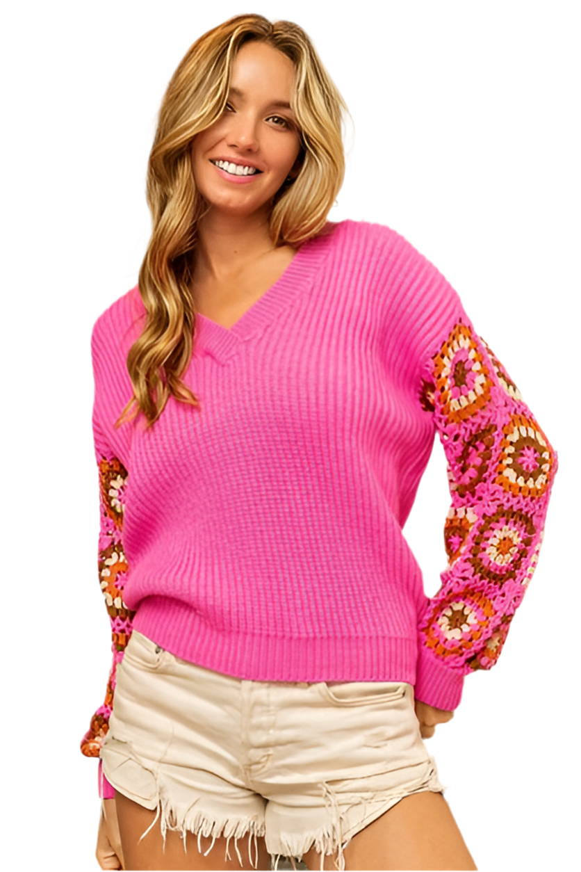 DHM ~ Pink V-hals Winter Sweater