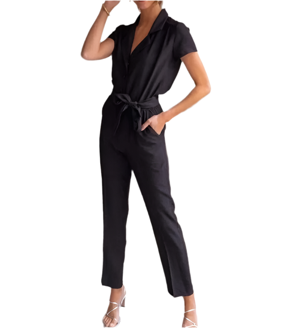 DHM ~ Charm Couture Patchwork V-Hals Jumpsuit