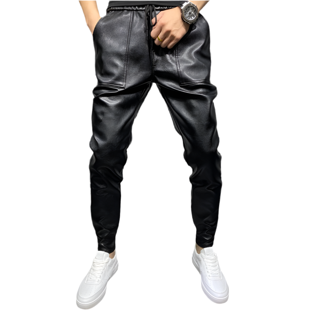 DHM ~ Black-Leder Denim Jeans