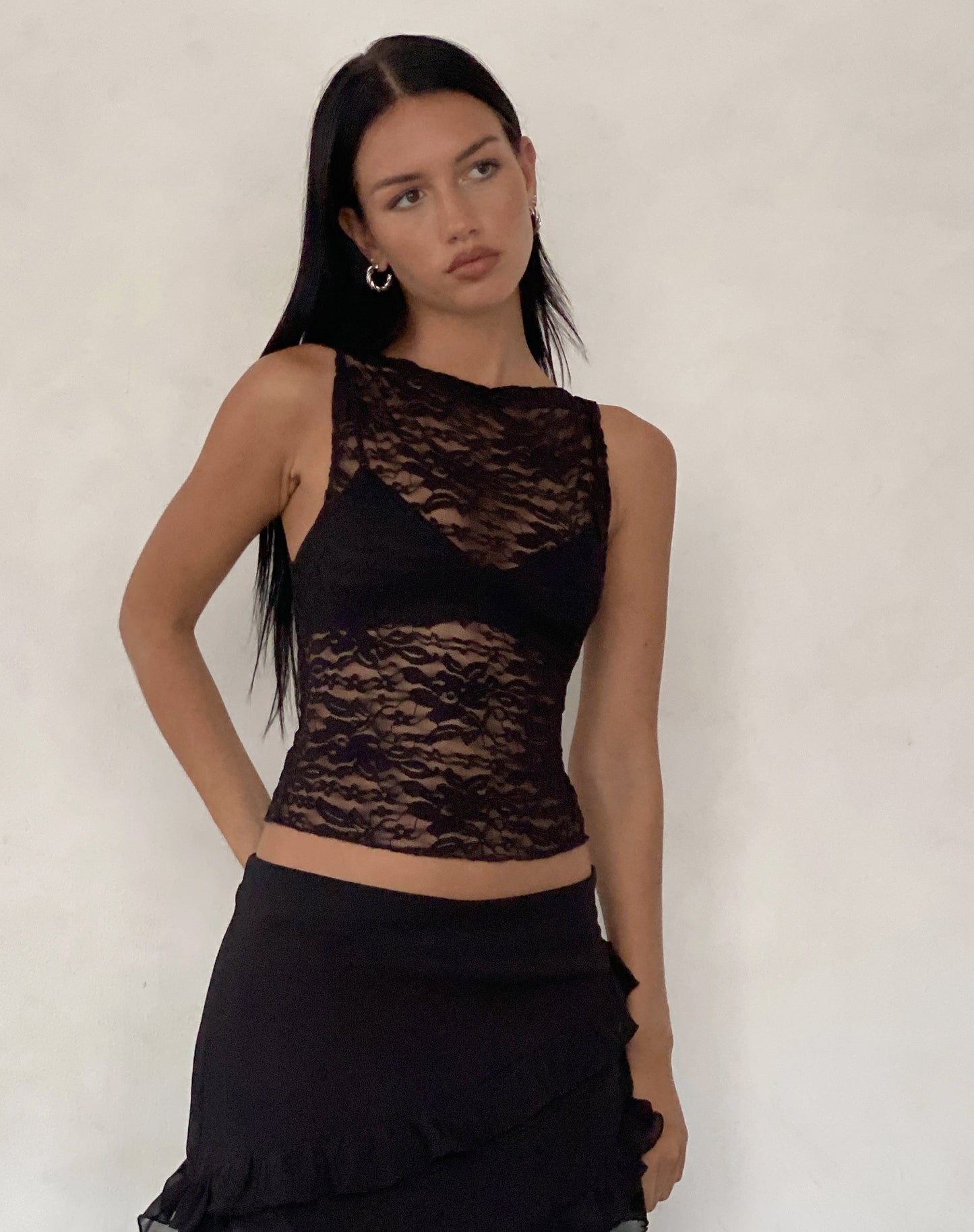 DHM ~ Lace Vest Top in Black