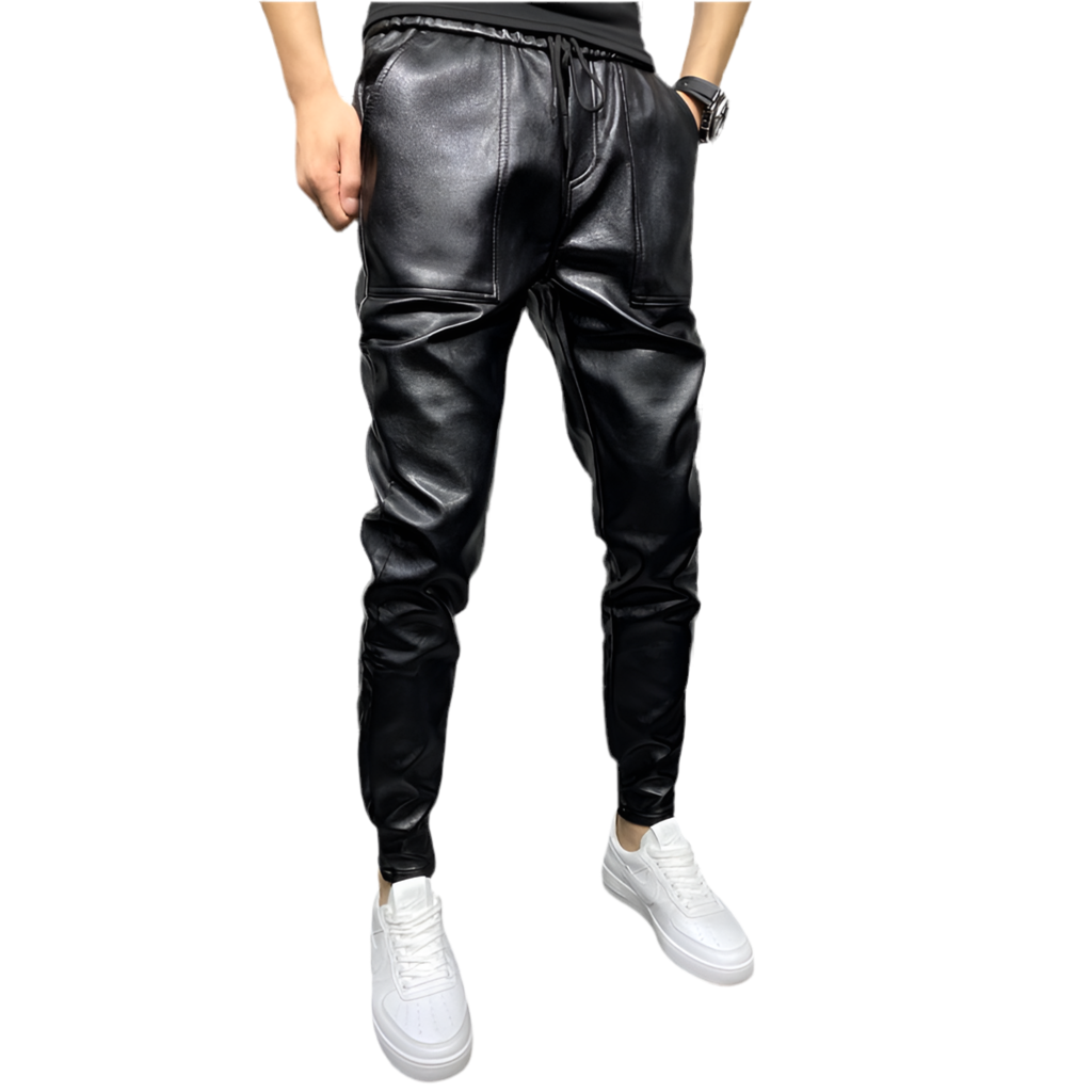 DHM ~ Black-Leder Denim Jeans