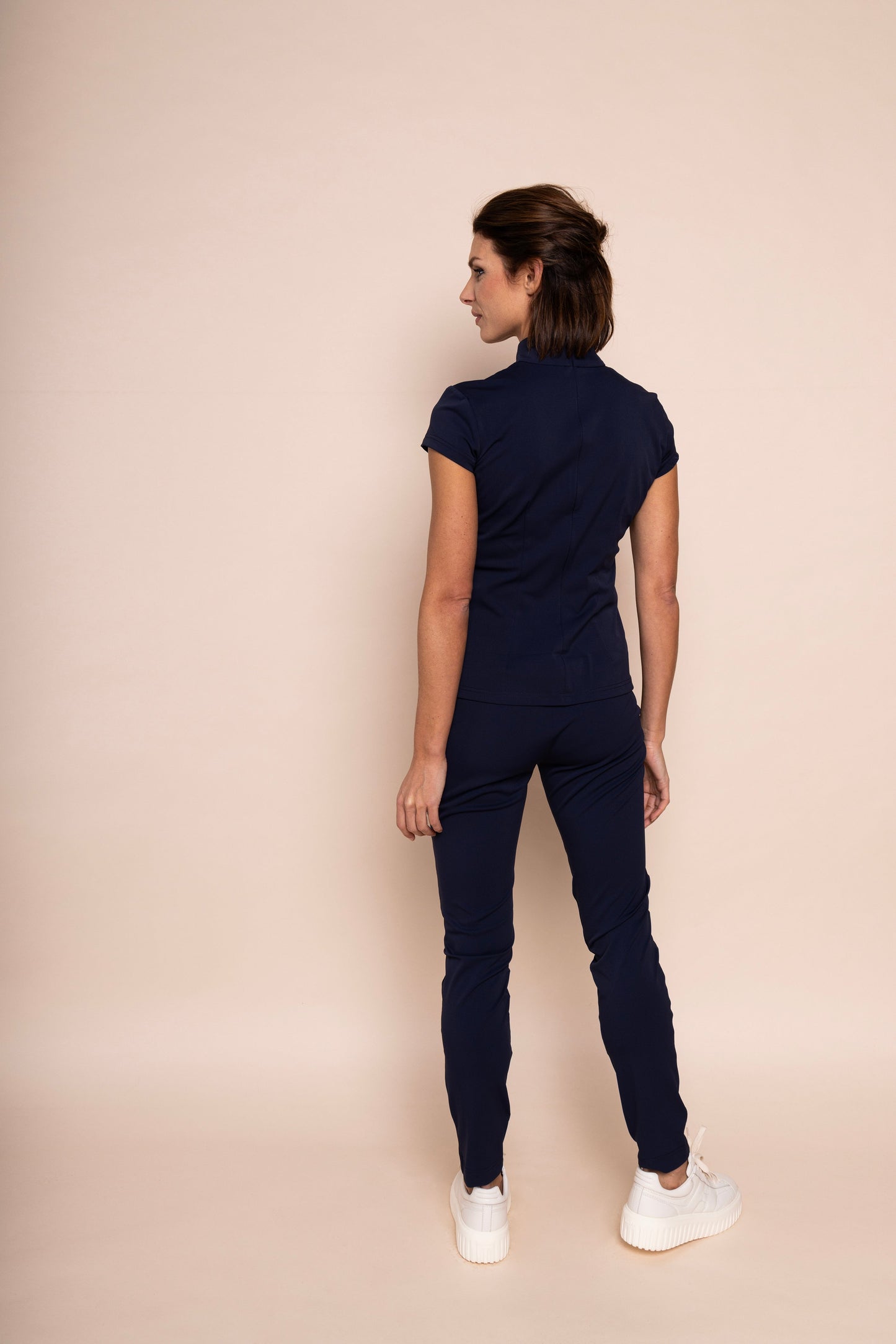 DHM ~ DONNA CAP SLEEVE TRAVEL TOP - navy blue