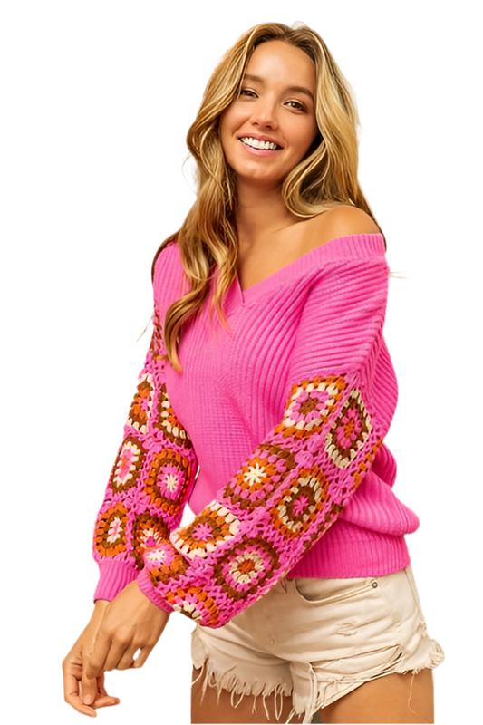 DHM ~ Pink V-hals Winter Sweater