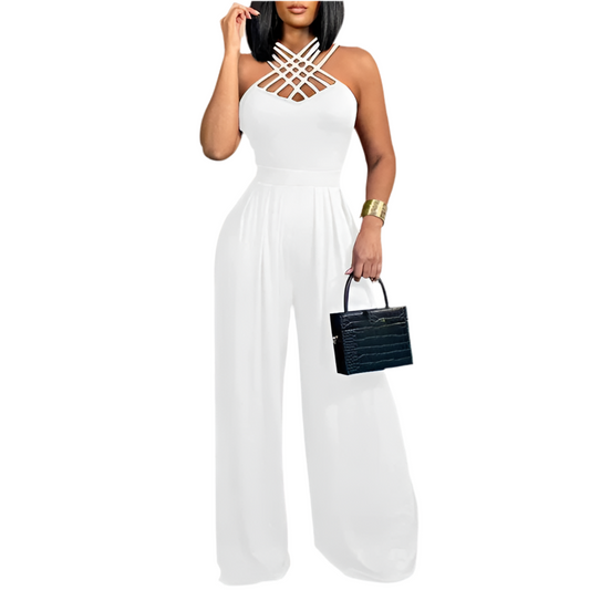 DHM ~ Plus Size V-hals Strappy Jumpsuit