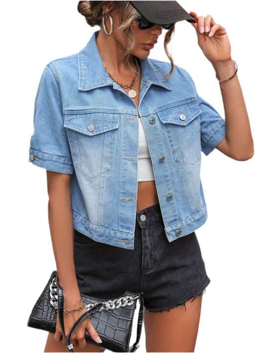 DHM ~ Effen Korte Mouwen Denim Jacket