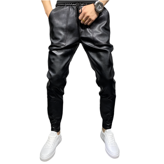 DHM ~ Black-Leder Denim Jeans