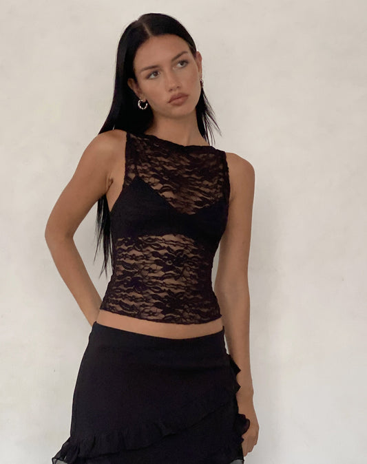 DHM ~  Lace Vest Top in Black
