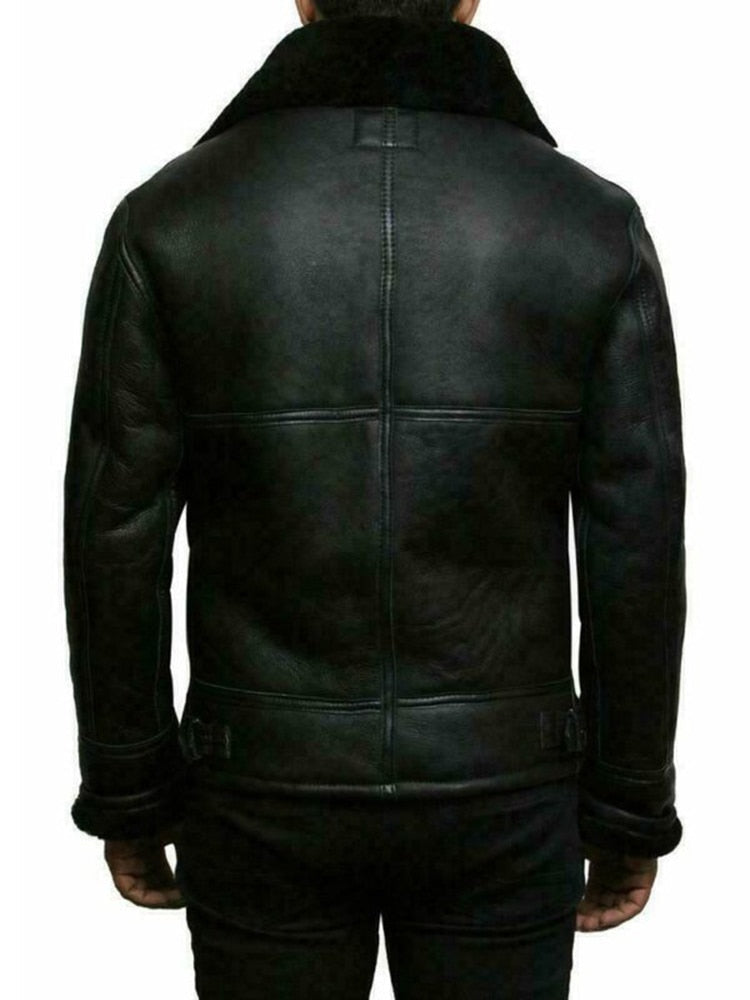 DHM ~ Fit Leren Winterjas Regular Zwart - Legend