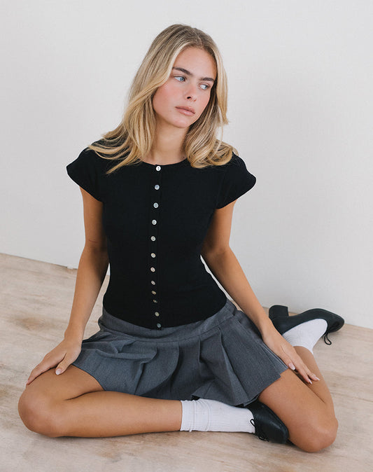DHM ~ Top in Flat Knit Black