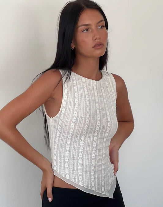 DHM ~ Double Layered Lace Vest Top in Cream