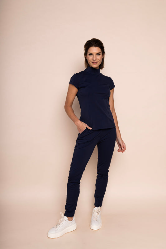 DHM ~ DONNA CAP SLEEVE TRAVEL TOP  - navy blue
