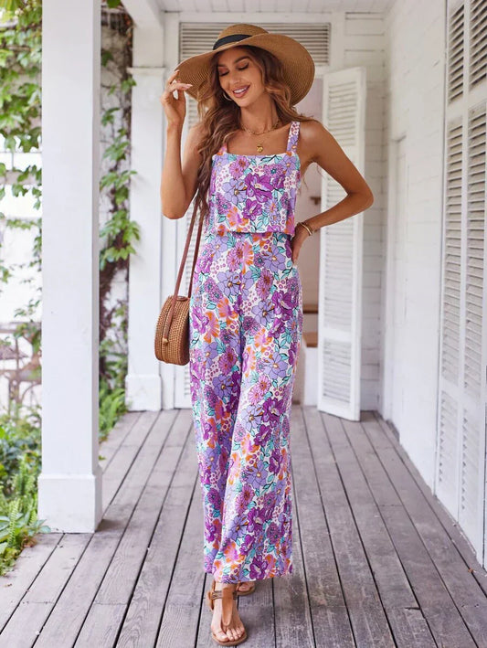 Sandra™ - Gebloemde jumpsuit met wijde pijpen