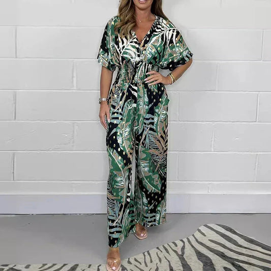 Natalia™ - Jumpsuit met tropische bladprint